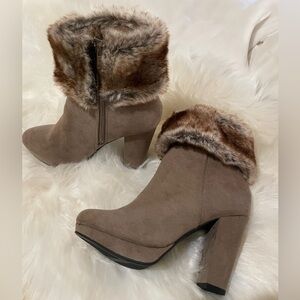 NEW!! Lauren Conrad fur trimmed cuff booties